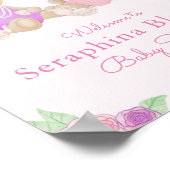 Roze Tea Party Beren Baby shower Welkom Poster (Hoek)