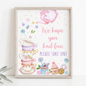 Roze Tea Party Birthday Favor Sign Poster