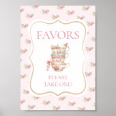 Roze Tea Party Douche Favoriet Poster (Voorkant)