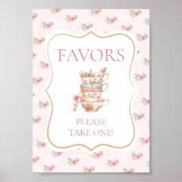 Roze Tea Party Douche Favoriet Poster