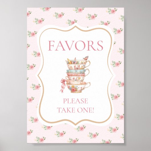 Roze Tea Party Douche Favoriet Poster