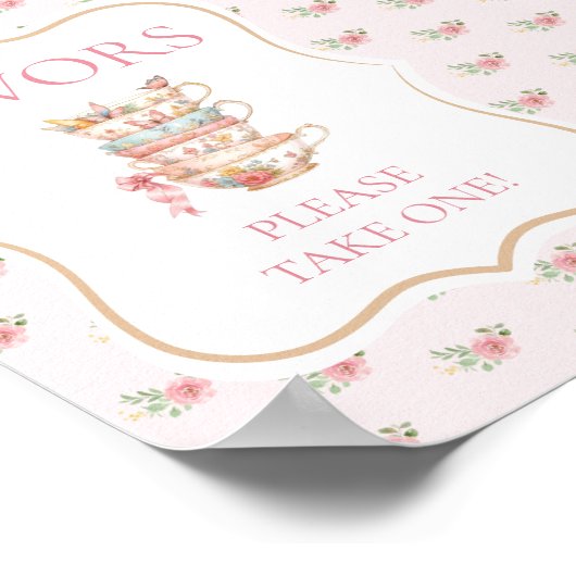 Roze Tea Party Douche Favoriet Poster (Hoek)