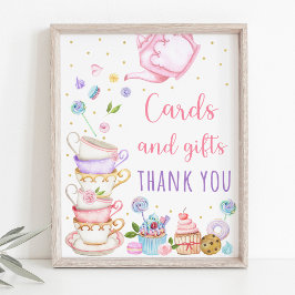 Roze Tea Party Kaarten & Gifts Birthday Sign Poster