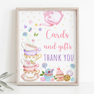 Roze Tea Party Kaarten & Gifts Birthday Sign Poster