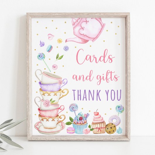 Roze Tea Party Kaarten & Gifts Birthday Sign Poster