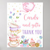 Roze Tea Party Kaarten & Gifts Birthday Sign Poster (Voorkant)