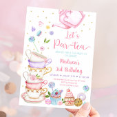Roze Tea Party Let's Par-tea Birthday Kaart