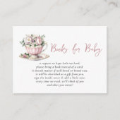 Roze Tea Party Meisje Baby shower Boek Verzoek Informatiekaartje (Voorkant)
