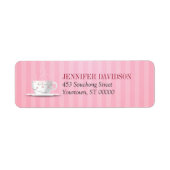Roze Tea Party Return-adres Etiket (Voorkant)
