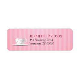 Roze Tea Party Return-adres Etiket