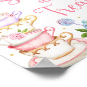 Roze Tea Party Sweets & Trees Birthday Sign Poster (Hoek)