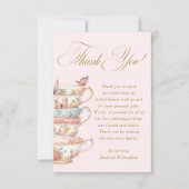 Roze Tea Party Vrijgezellenfeest Bedankkaart (Voorkant)