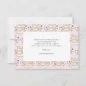 Roze Tea Party Vrijgezellenfeest Bedankkaart (Achterkant)