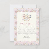 Roze Tea Party Vrijgezellenfeest Bedankkaart (Voorkant)