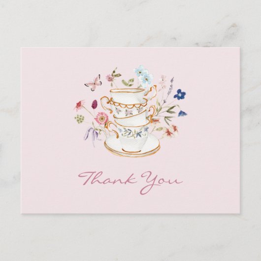 Roze Tea Party Vrijgezellenfeest Briefkaart (Voorkant)