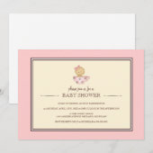 Roze teacup Baby Shower-uitnodigingen Kaart (Voorkant / Achterkant)