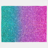 Roze Teal Aqua Blauwe & Paarse Glitter Fleece Deken (Voorkant (Horizontaal))