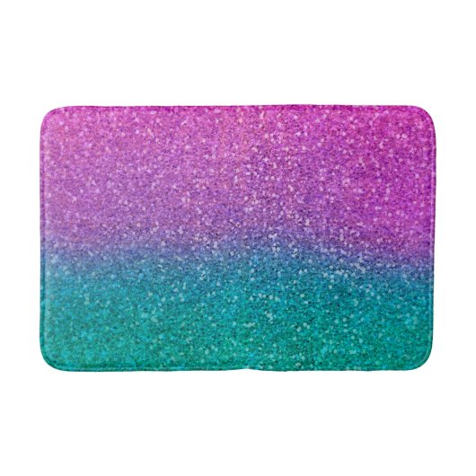 Roze Teal Aqua Blauwe & Paarse Glitter Glanzend Badmat (Voorkant)