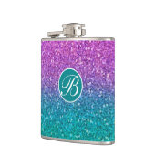 Roze Teal Aqua Blauwe & Paarse Glitter Heupfles (Links)