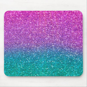 Roze Teal Aqua Blauwe & Paarse Glitter Muismat