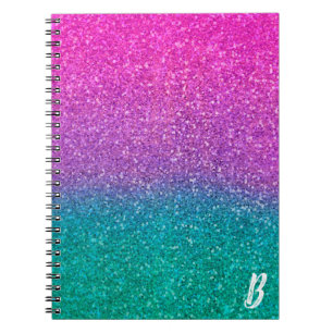 Roze Teal Aqua Blauwe & Paarse Glitter Notitieboek