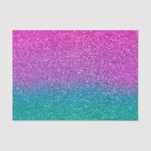 Roze Teal Aqua Blauwe & Paarse Glitter Tissuepapier (Voorkant)