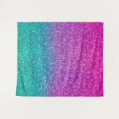 Roze Teal Aqua Blauwe & Paarse Glitter Wandkleed (Voorkant (horizontaal))