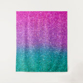 Roze Teal Aqua Blauwe & Paarse Glitter Wandkleed (Voorkant)