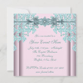 Roze Teal Blauwe Black Tie Feest Kaart (Achterkant)