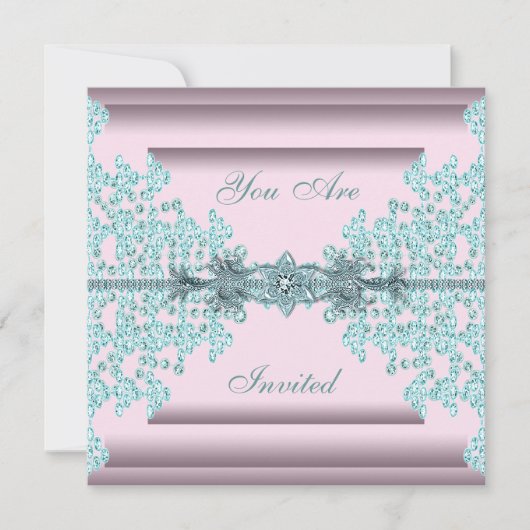 Roze Teal Blauwe Black Tie Feest Kaart (Voorkant)