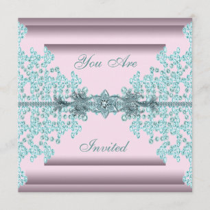 Roze Teal Blauwe Black Tie Feest Kaart