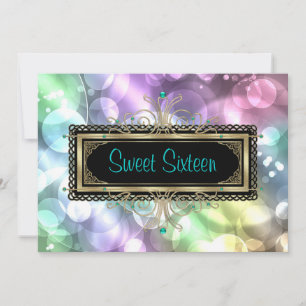Roze Teal Blauwe Bubbel Sweet Sixteen Verjaardagsf Kaart