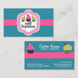 Roze Teal Cupcake Bakkerij Visitekaartje