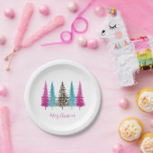 Roze Teal Glam Kerstmis Papieren Bordje (Feest)