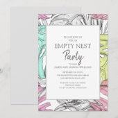 Roze Teal Grijs Tropisch Blad Empty Nest Feest Kaart (Voorkant / Achterkant)