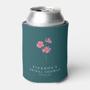 Roze Teal Groene Bloemen Boho Aangepaste Bruilofts Blikjeskoeler