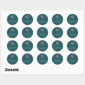 Roze Teal Groene Bloemen Boho Aangepaste Bruilofts Ronde Sticker (Vel)