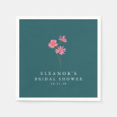Roze Teal Groene Bloemen Boho Aangepaste Bruilofts Servet (Voorkant)