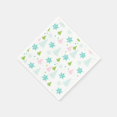 Roze Teal Groene Bomen Modern Kerstmis Servet (Hoek)