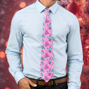 Roze Teal Kerstboomkerststok cadeaus Stropdas