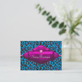 Roze Teal Luipaard Visitekaartjes (Staand voorkant)