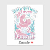 Roze Teal Meisje Dat Van Axolotls Houdt Sticker (Vel)
