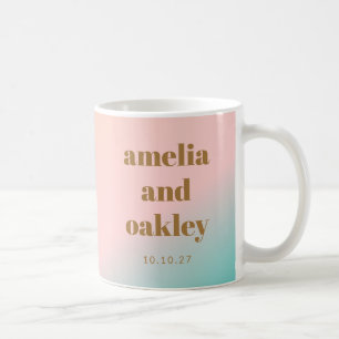 Roze Teal Modern Minimalistische Gouden Trouwdag Koffiemok