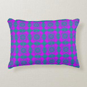 Roze Teal Paarse Geruite Argyle Patroon Accent Kussen