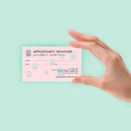 Roze Teal Poot Logo Elegante Huisdierafspraak Visitekaartje