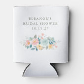 Roze Teal Waterverf Bloem Bruids Bruiloft Aangepas Blikjeskoeler (Voorkant)