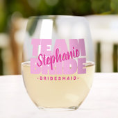 Roze Team Bruid Bruidsmeisje Naam Bruiloft Retro C Wijnglas Zonder Voet