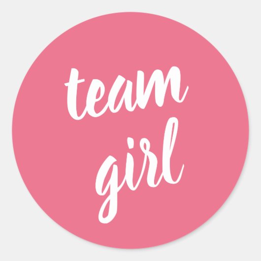 Roze team meisje Baby shower Ronde Sticker (Voorkant)