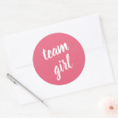 Roze team meisje Baby shower Ronde Sticker (Envelop)