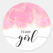 Roze team meisje sekse onthult feest stickers (Voorkant)